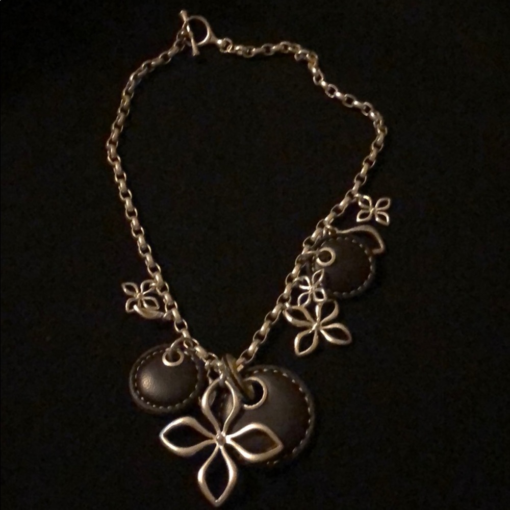 Silver and leather necklace